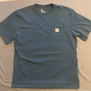 Carhartt Pocket T Shirt Men's Large Loose Fit Blueish Workwear Tee